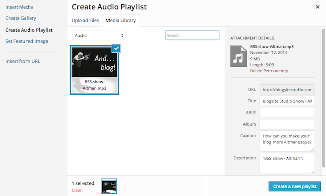 create audio playlist