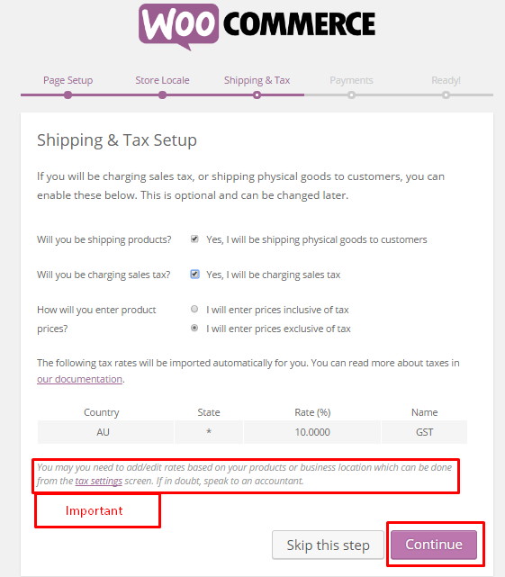 WooCommerce Shipping tax setup