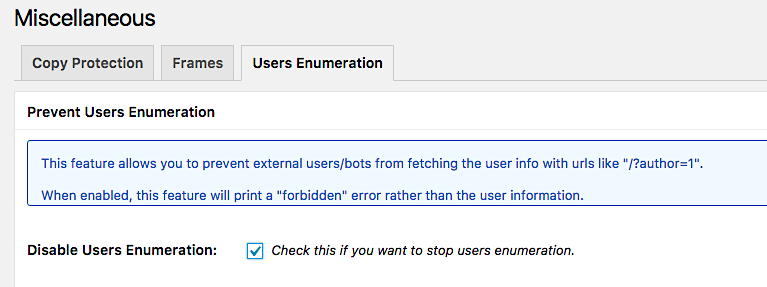 prevent users enumeration